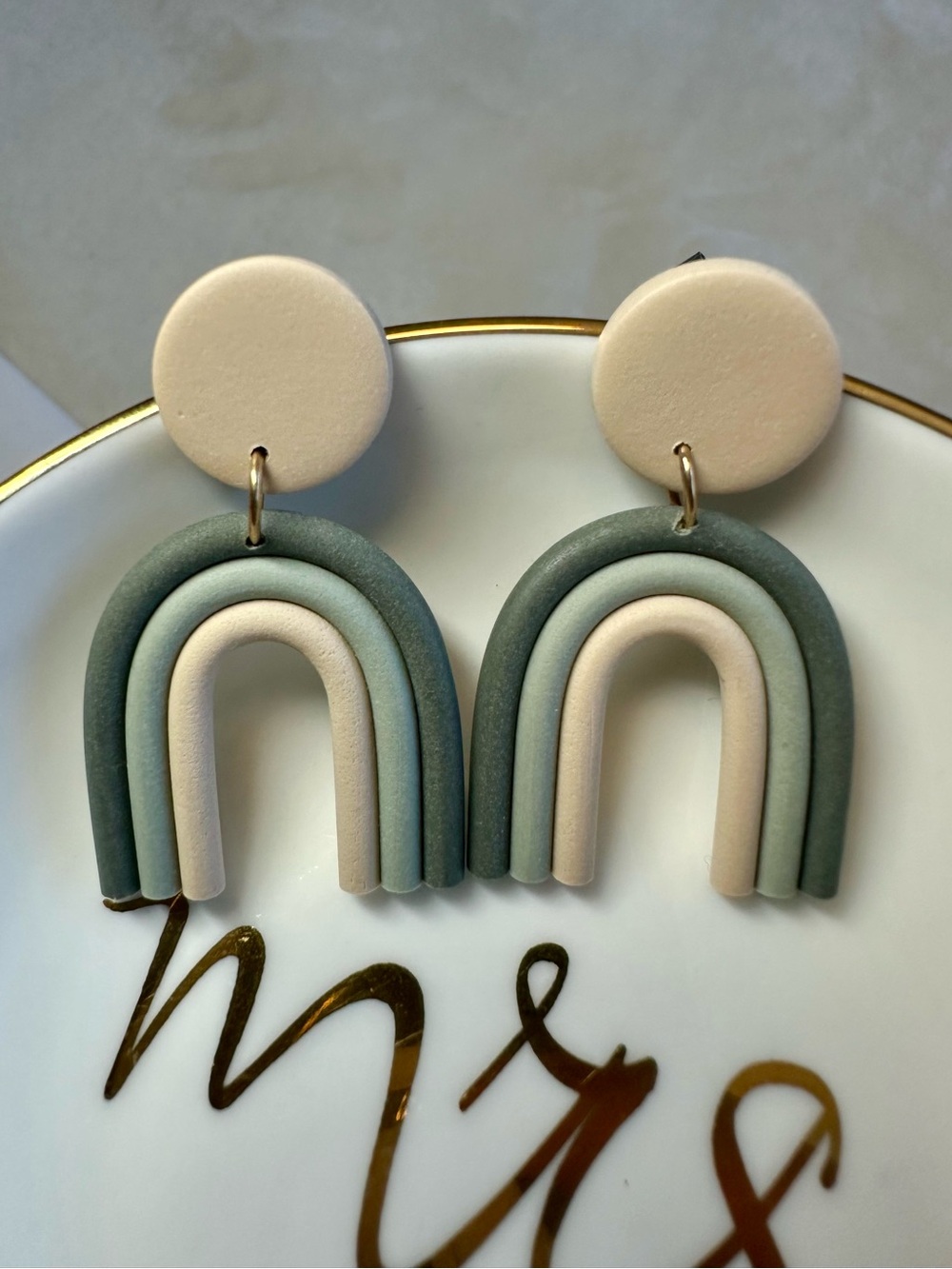 Rainbow Earrings in shades of Blue and Cream. Light weight, boho-chic, artsym
